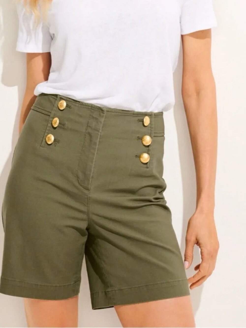 Talbots Burnt Olive Cotton Slub Sailor Shorts Womens 16P - NWT